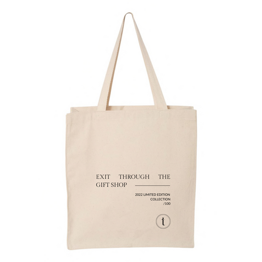 Exit through the gift shop canvas tote