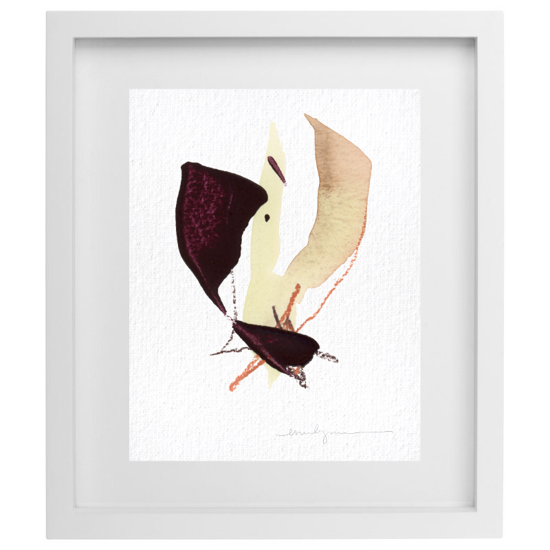 Minimalist neutral coloured artwork in a white frame
