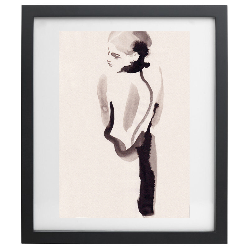 Abstract watercolour woman artwork in a black frame