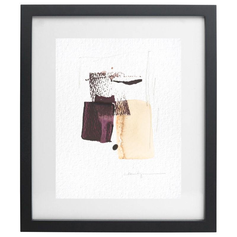 Neutral minimalist brushstroke artwork in a black frame
