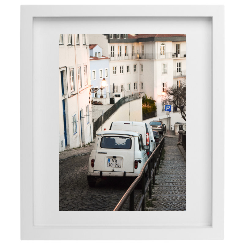 Car in Lisbon photography in a white frame