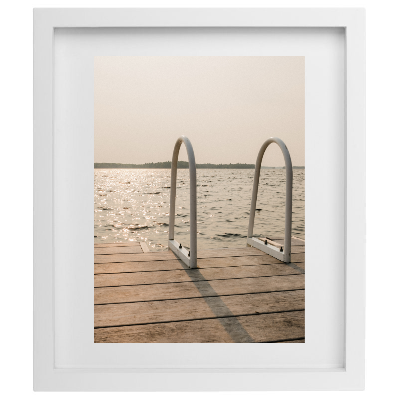 Dock ladder photography in a white frame