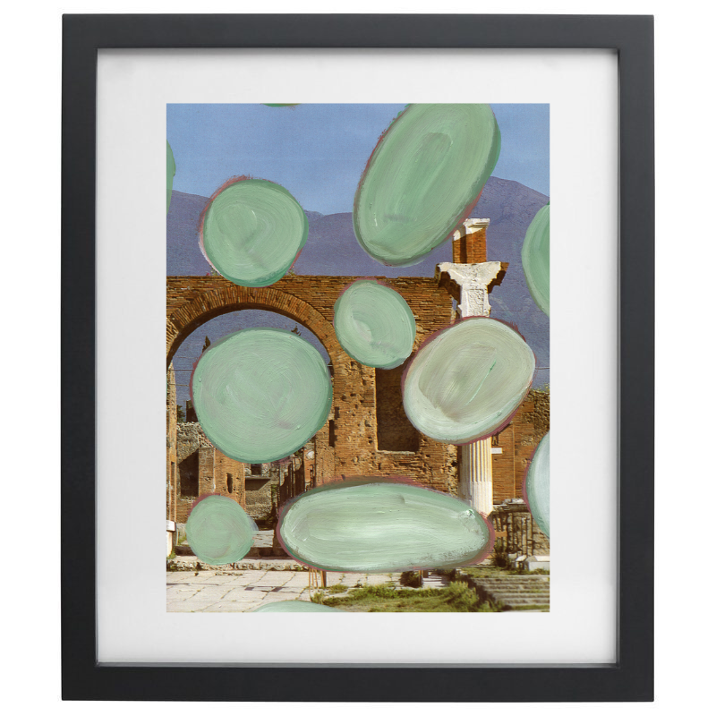 Italy photography with turquoise painted dots in a black frame