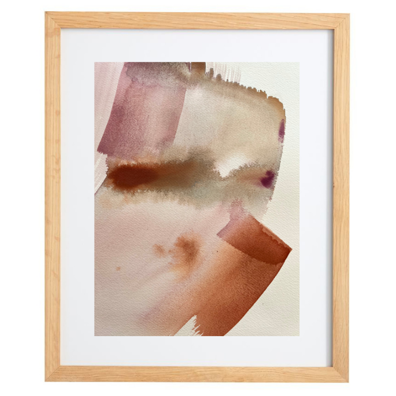 Neutral warm colours abstract artwork in a natural frame