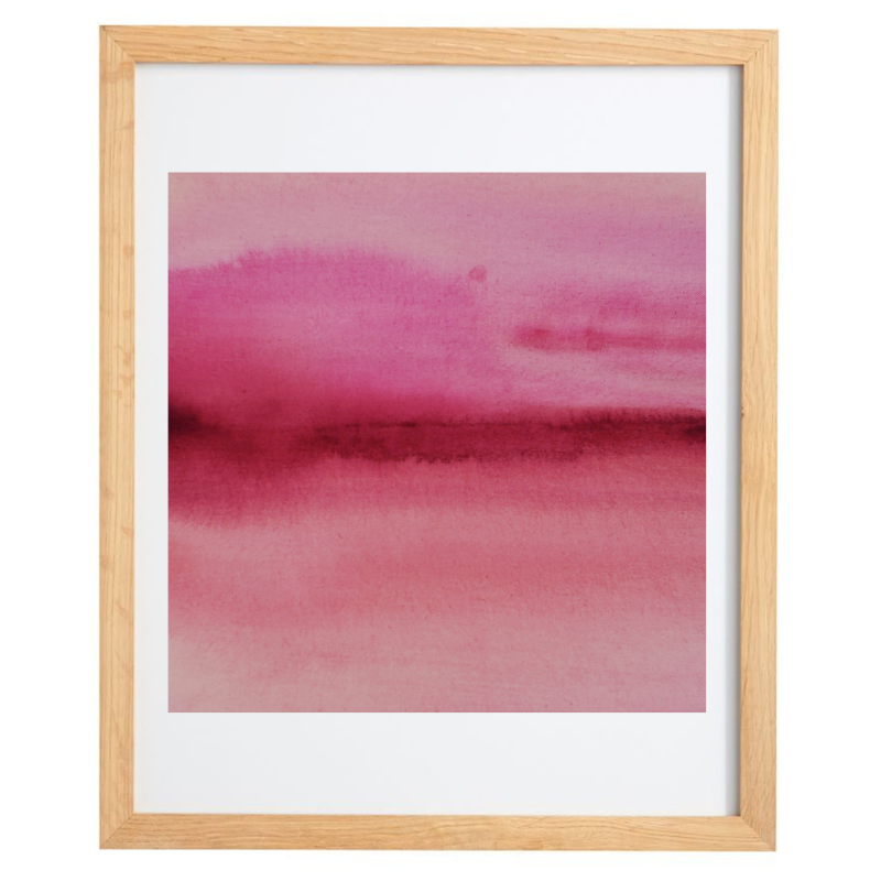 Abstract shades of pink gradient artwork with natural frame