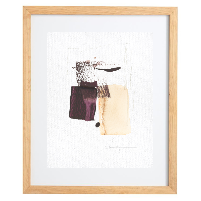 Neutral minimalist brushstroke artwork in a natural frame