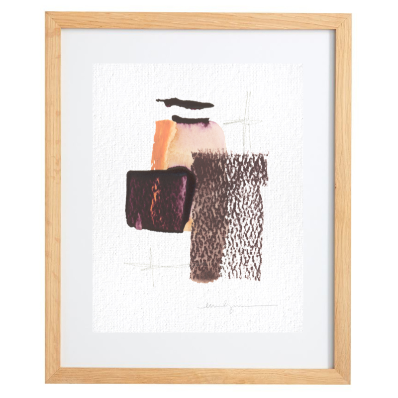 Minimalist warm textured artwork in a natural frame