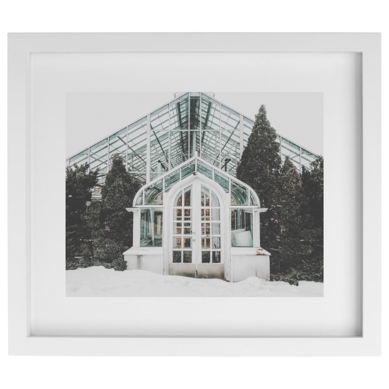 Arboretum in winter photography in a white frame