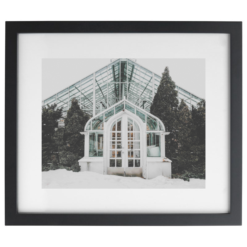 Arboretum in winter photography in a black frame