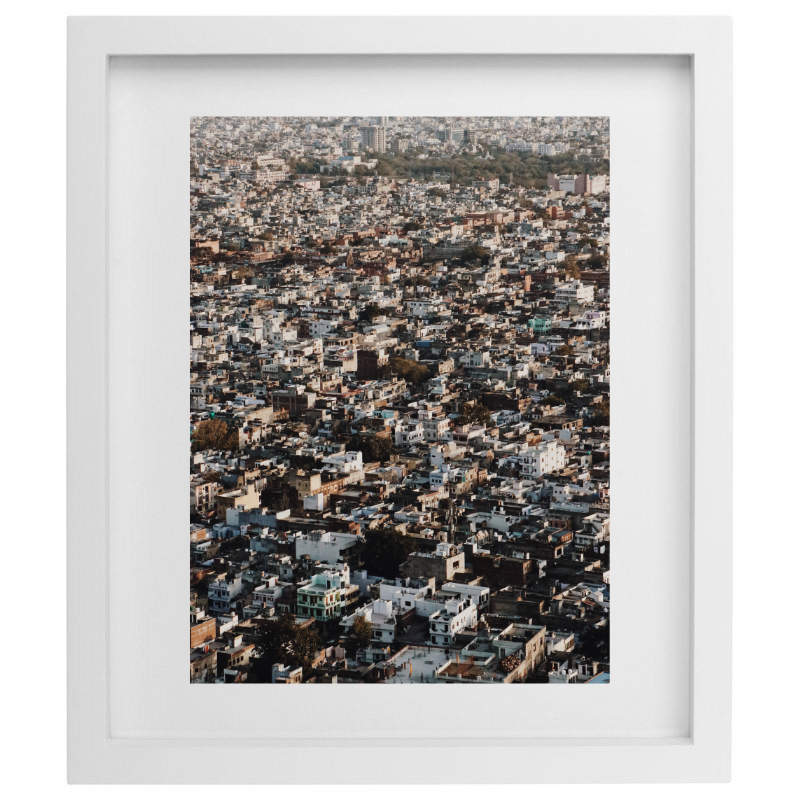 Jaipur cityscape photography in a white frame