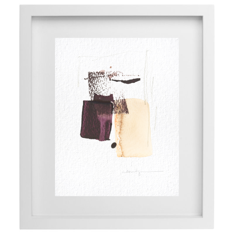 Neutral minimalist brushstroke artwork in a white frame