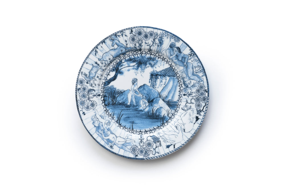 Blue and white porcelain plate artwork