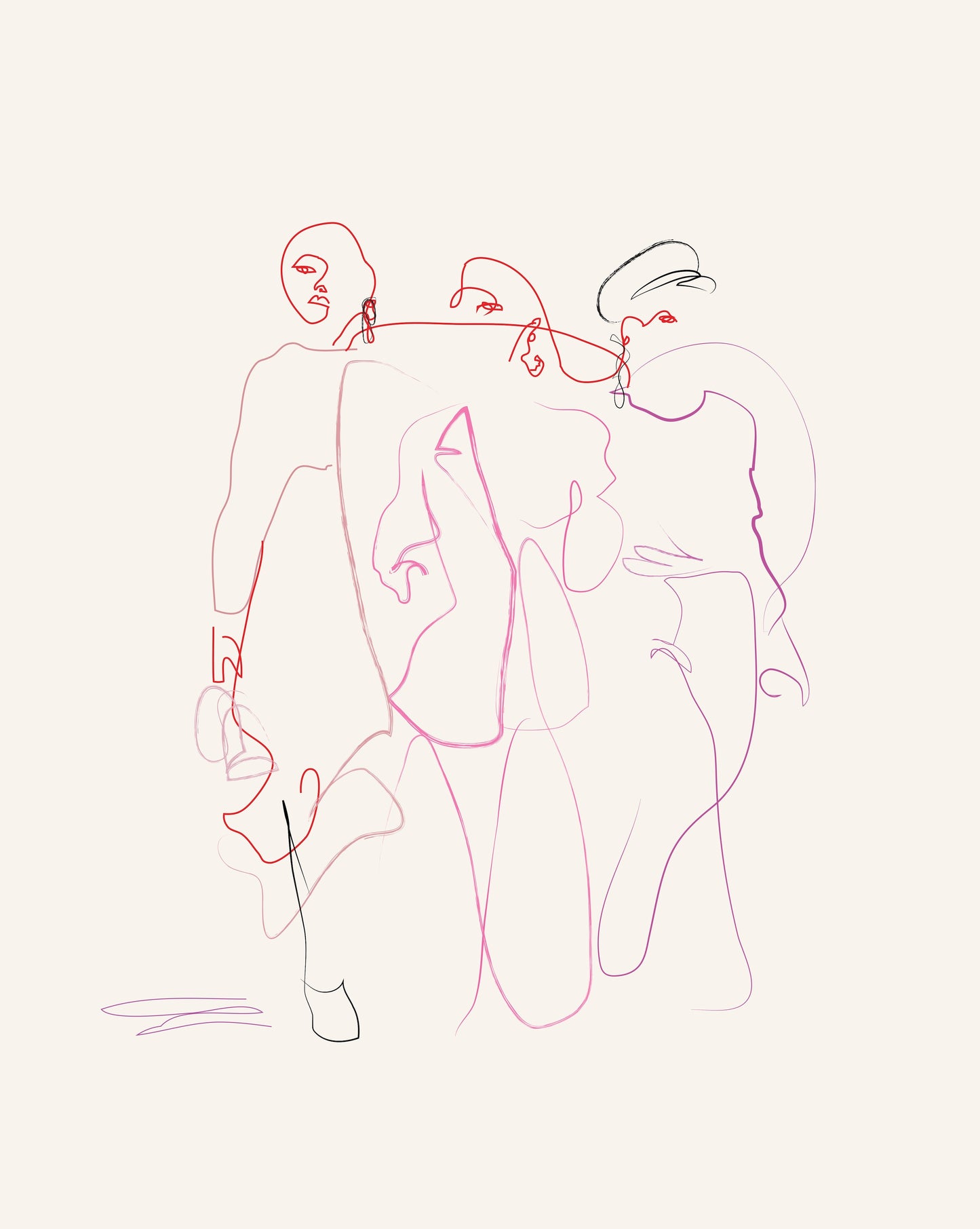 Abstract minimalist pink line artwork