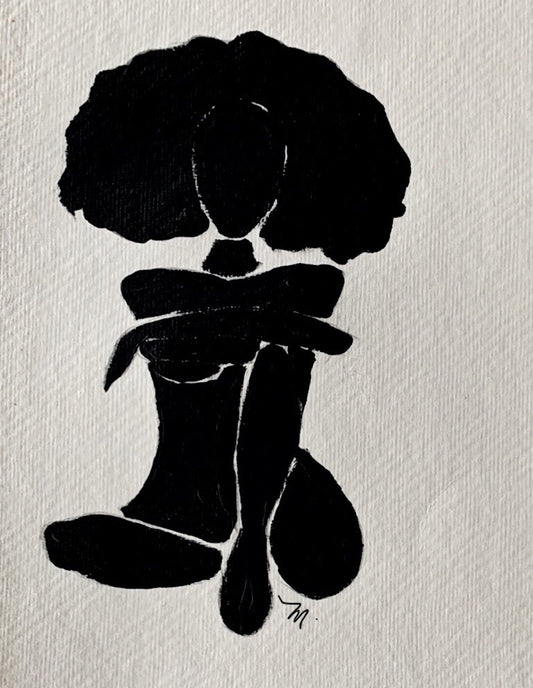 Black and white female figure artwork