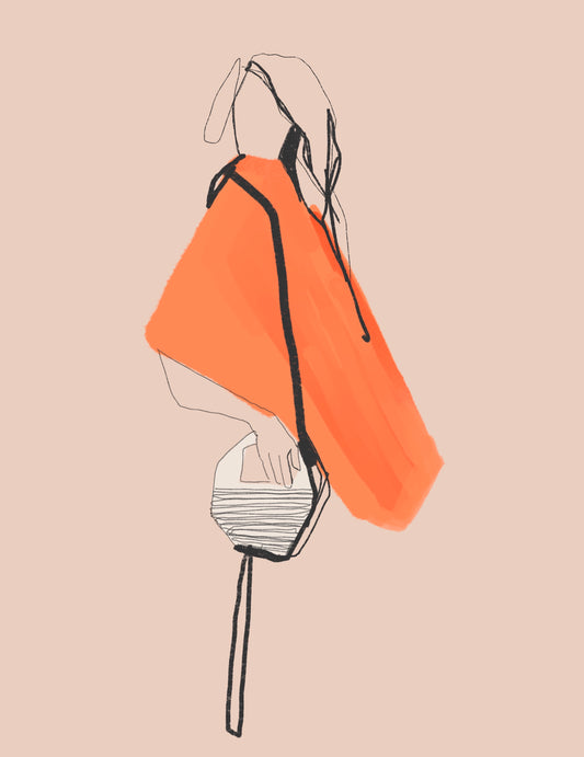 Minimalist orange fashion outfit artwork