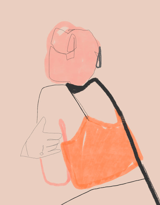 Abstract pink and orange outfit artwork
