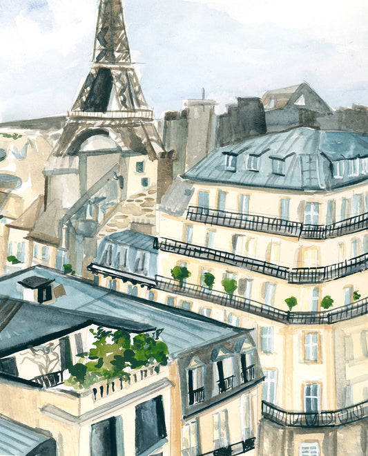 Eiffel tower watercolour artwork