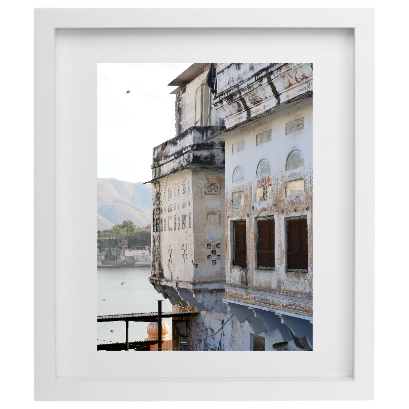 Pushkar Lake travel photography in a white frame