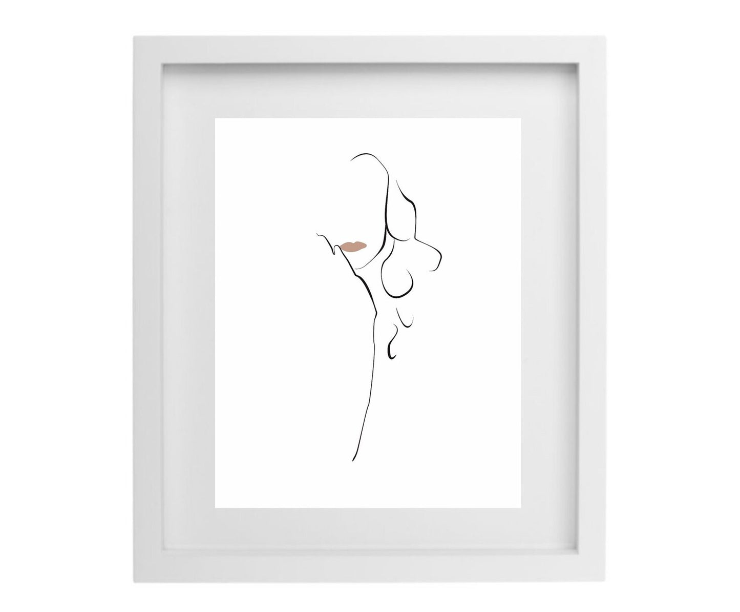 Minimalist female figure line artwork in a white frame