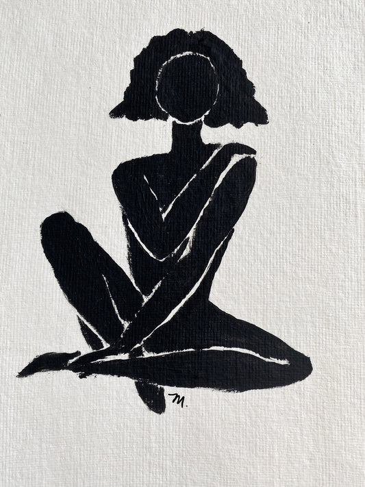 Black and white female figure artwork