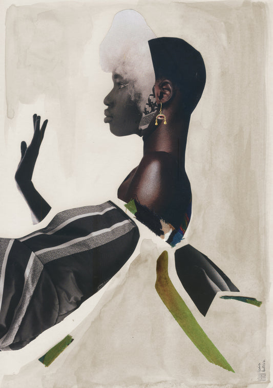 Neutral coloured fashion collage artwork
