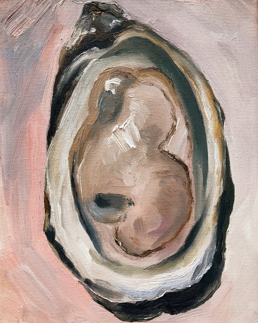 Realistic oyster artwork in neutral colours