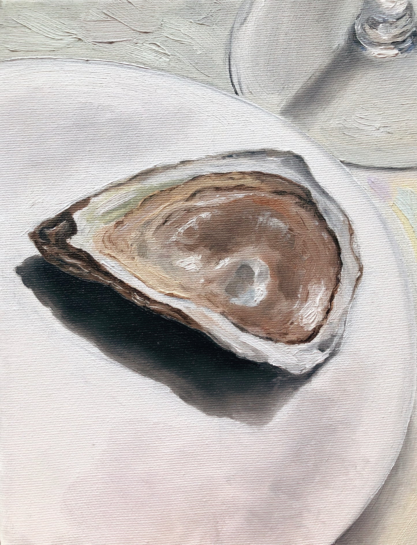 Realistic oyster artwork in neutral colours