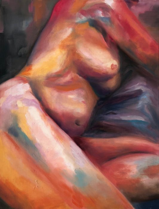 Colourful naked female figure artwork