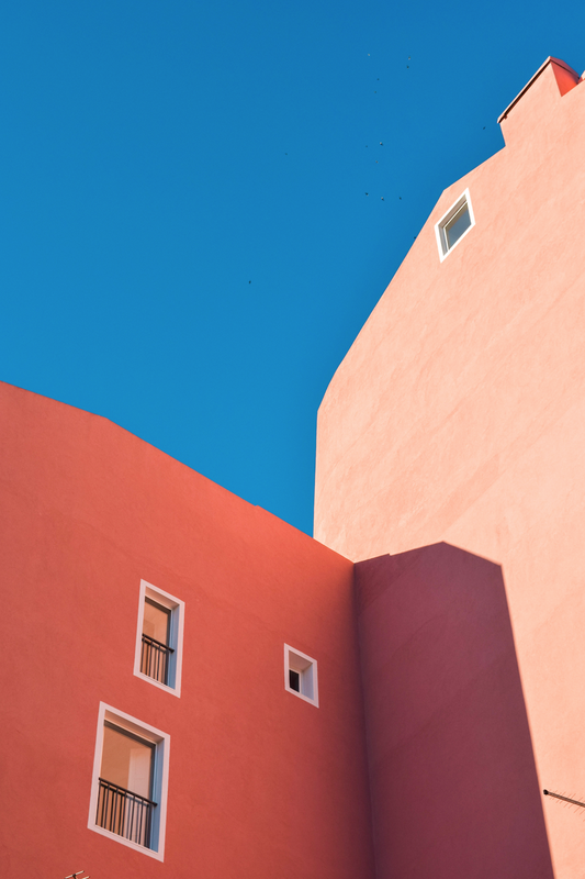 Orange buildings with blue skies photography