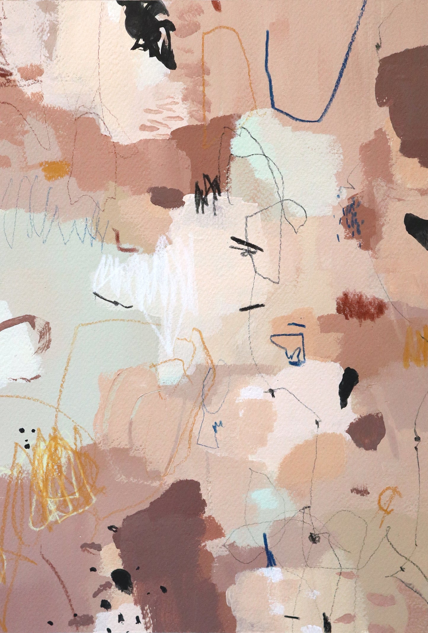 Neutral pink and beige abstract art