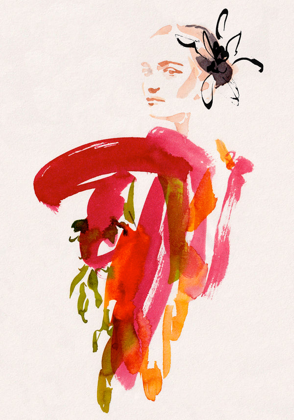 Abstract colourful watercolour woman artwork