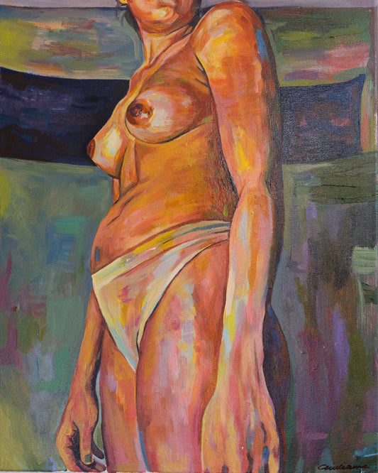 Colourful realistic nude female artwork