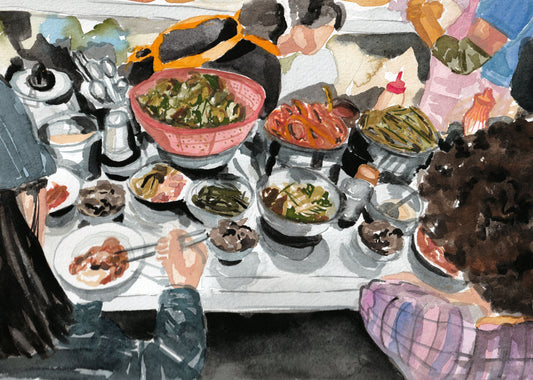 Watercolour Korean food artwork